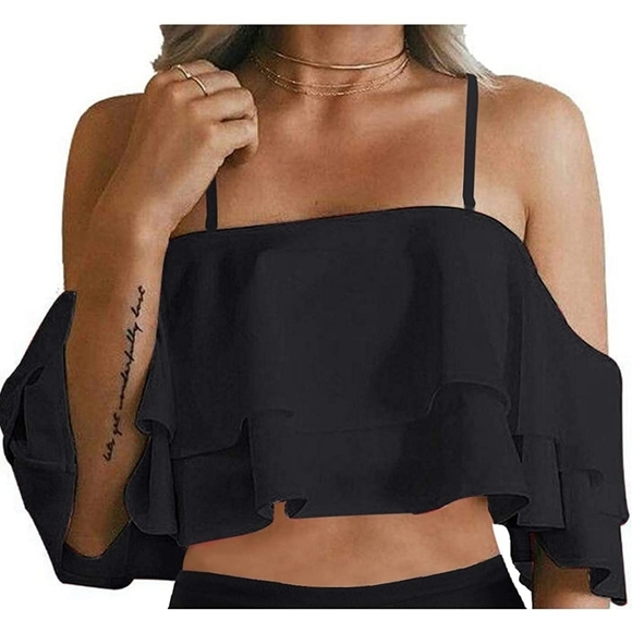 Marinavida 2pc Swimsuit Bikini High Waist Off Shoulder Sz L - Picture 4 of 5